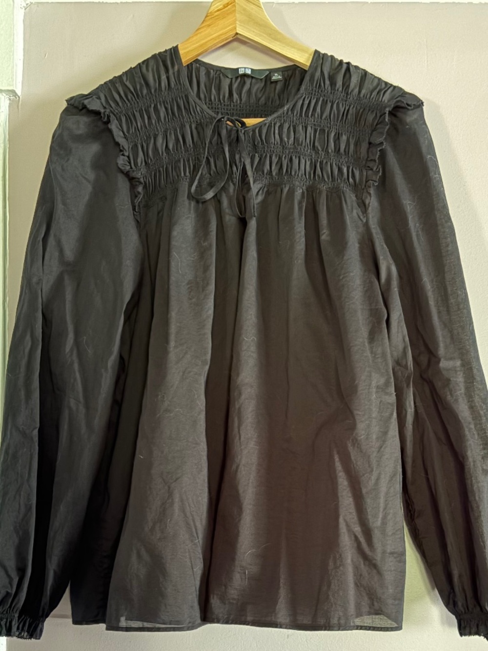Black sheer cotton Uniqlo blouse
